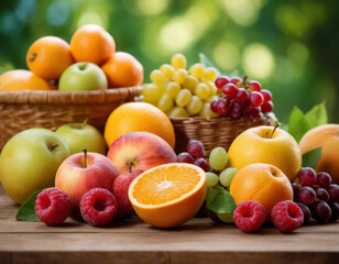 Sunlit Assortment of Fresh, Colorful Fruits