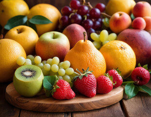 Naklejka na ściany i meble Sunlit Assortment of Fresh, Colorful Fruits