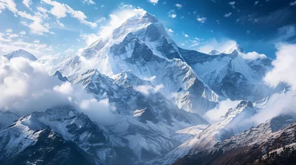 Crédence de cuisine en verre imprimé Himalaya Beautiful Scenic Himalayas Covered in Snow