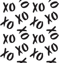 Vector seamless pattern of hand drawn doodle sketch xoxo lettering isolated on white background