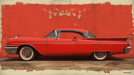 Vintage retro style car poster, banner, poster with American old cars