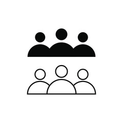 Team icon silhouette and line on white background	