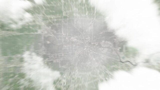 Earth zoom in from space to Houston, USA. Followed by zoom out through clouds and atmosphere into space. Satellite view. Travel intro. Images from NASA