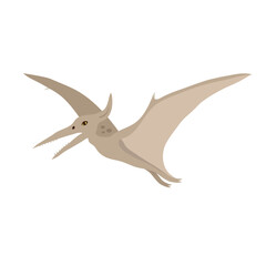 Vector flat hand drawn pterodactyl dinosaur isolated on white background