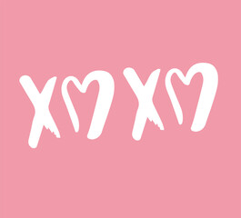 Fototapeta premium Vector hand drawn doodle sketch xoxo lettering with heart isolated on pink background