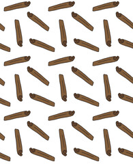 Vector seamless pattern of hand drawn doodle sketch colored cinnamon isolated on white background
