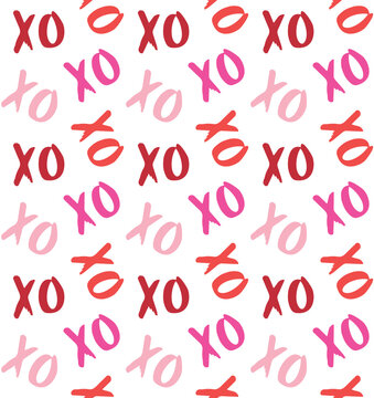 Vector seamless pattern of hand drawn doodle sketch xoxo lettering isolated on white background