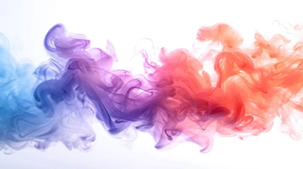 Fotobehang Bright swirls and waves create a dynamic backdrop for the fluid motion of dancing figures, colorful smoke background © Anna