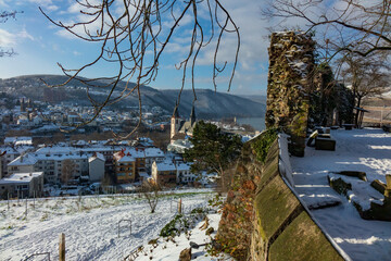 Burg Klopp in Bingen im Schnee