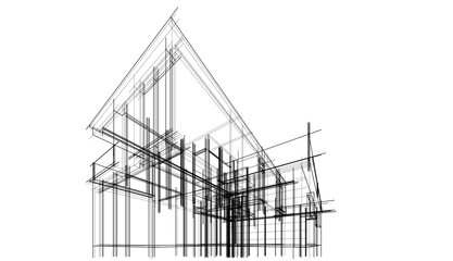 architectural drawing vector 3d illustration