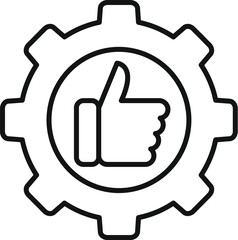Gear thumb up icon outline vector. Process project change. Human person
