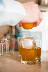 whiskey being poured into a glass