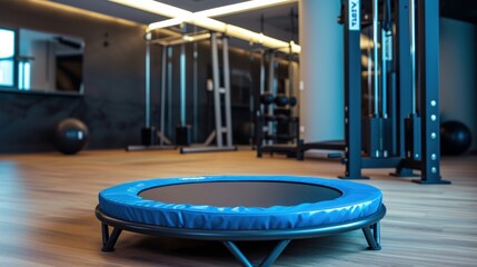Obraz na płótnie Canvas A small blue fitness trampoline