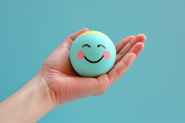 Smiling Emoji cuddly companion Smiley, Vector Design positivity. Star rating love sybol tension relief ball. Happy feedback ball anger management happy smile. replicate crm client service
