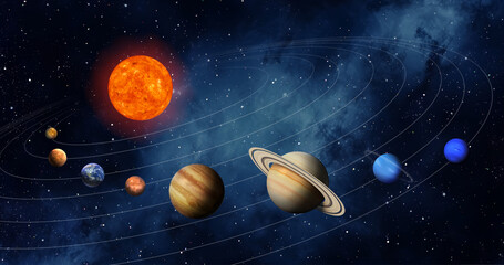 sun and planets realistic solar system space illustration © BORIS