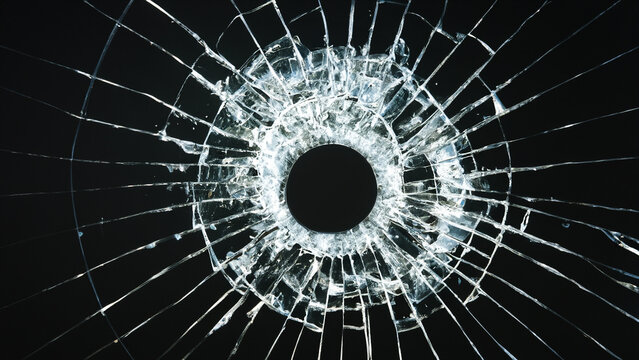 Glass shattered by bullet - Generative AI