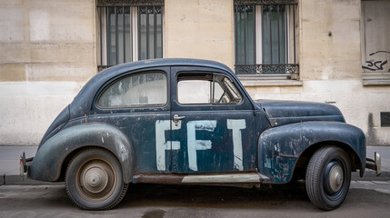AI-Generated Image of Vintage French Front-Wheel Drive Car with FFI Inscription