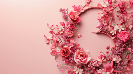 Blossoms in Pink: Artistic Representation of Female Beauty with Floral Elements in Delicate Tones