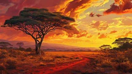 Foto op Canvas african landscapes illustration generative ai © Kelly