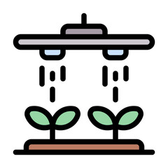 Smart farm icon with flat color and outline style