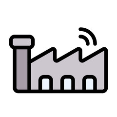 Smart Industry icon with flat color and outline style