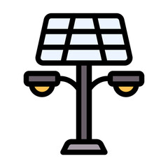 Smart light bulb icon with flat color and outline style