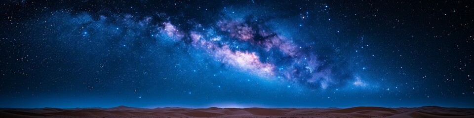 Starry Night Panorama Above Sandy Desert