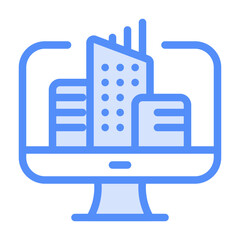 Smart city website control icon with lineal color style