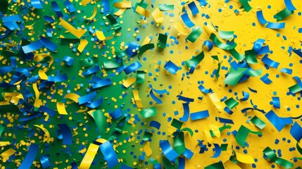 Brazilian decoration, with confetti and colors of the country generative ai