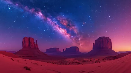 Tuinposter Majestic Milky Way Rising Over Monument Valley © Ross