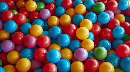 Fototapeta na wymiar Multicolored plastic balls in ball pool at kids