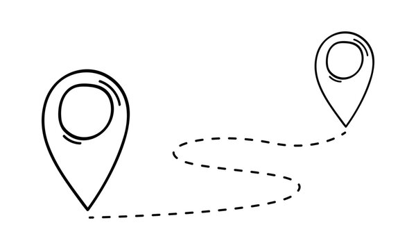 recommend clip art: Location pin icons in doodle style. Trip, navigation, destination, delivery, target pictograms. Hand drawn roadmap sign isolated on white background. Relocation concept. Vector outline illustration