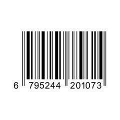 Bar code label template isolated on white background. Barcode icon. Visual data representation with product information. Vector graphic illustration