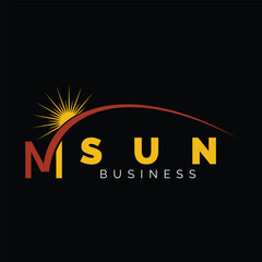 Initial Letter M Swoosh Sun Icon Logo Design Template - obrazy, fototapety, plakaty