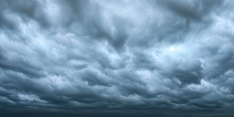 Panorama view of overcast sky. Dramatic gray