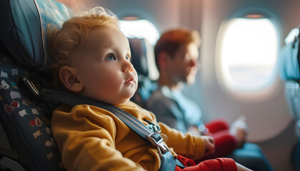 child sitting in a plane 