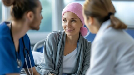 Obraz premium cancer patient feeling support from doctors and nurses generative ai