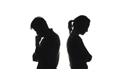 silhouette of a couple back to back