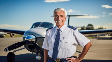 Pilot standing in front of a plane