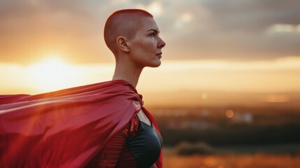 woman with cancer positive, reflecting strength and determination generative ai