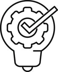 Gear approved business idea icon outline vector. Financial vision. Result project