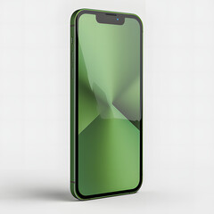 Modern Smartphone with Green Wallpaper on White Background