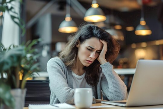 woman experiencing stress and fatigue at work