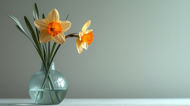 Delicate Daffodils Embrace Spring's Warmth In Stylish Stoneware Vase