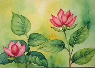 Watercolor painting of a collection of vibrant flowers