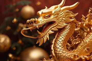 Obraz premium Golden dragon. Chinese new year of the dragon 2024.