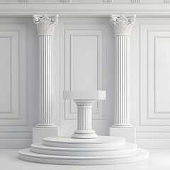 Luxurious 3D Roman-style podium with Greek influences, displaying a classic and elegant design reminiscent of ancient beauty from Greece and Rome.