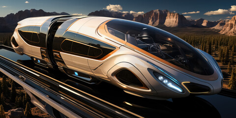 futuristic bullet train, fast transportation concept