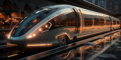 Fototapeta premium futuristic bullet train, fast transportation concept