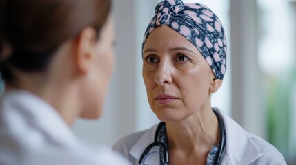 Doctor breaking the news to a patient who tests positive for cancer generative ai
